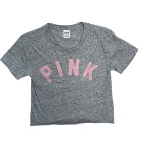 PINK Victoria's Secret Gray Cropped T Shirt Tee Top Womens XS‎